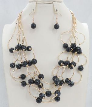 YNE5643BK BLACK NECKLACE SET