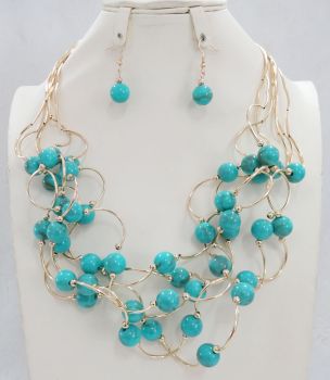 YNE5643TQ BLACK NECKLACE SET