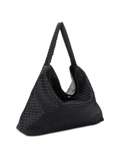 DJ85082 BK DESIGNER WOVEN HOBO BAG