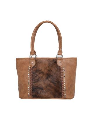 TR117G-8317 BR Trinity Ranch Hair-On Leather Collection Concealed Carry Wide Tote