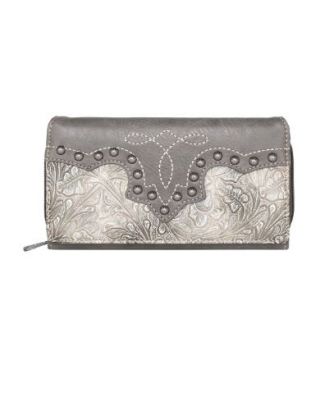 MW1099-W010 GY  Montana West Floral Embroidered Collections Wallet