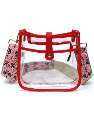 AD770T RD CLEAR CROSSBODY BAG