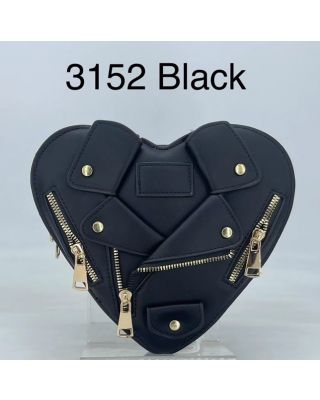 3152 BK  HEART SHAPE CROSS BODY BAG