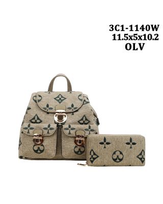 3C1-1140W OLV BAGPACK WITH WALLET