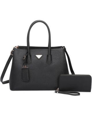 SZ2326-T2 BK HANDBAG WITH WALLET SET