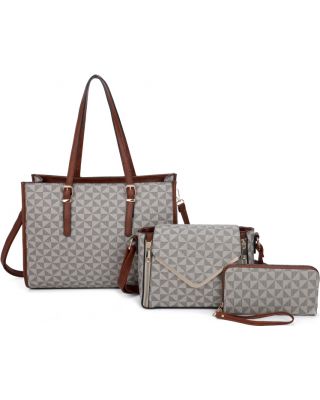 SJ21357-T3 CF HANDBAG WITH CROSSBODY  3PC SETS