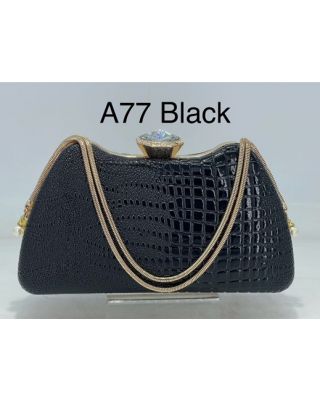 A77 BK CROCO EVENNING BAG