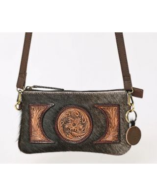 A&A-990 BR  Montana West 100% Genuine Hair-On Cowhide Leather Crossbody