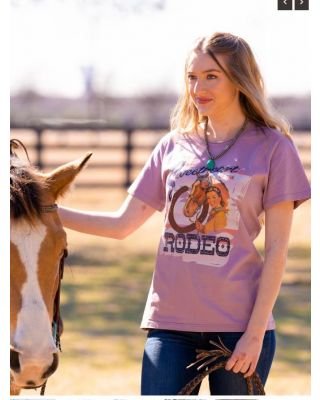 AB-T4009BDY(PREPACK 7PC) RD  Women Mineral Wash ''Sweetheart of the Rodeo'' Graphic Short Sleeve Tee 