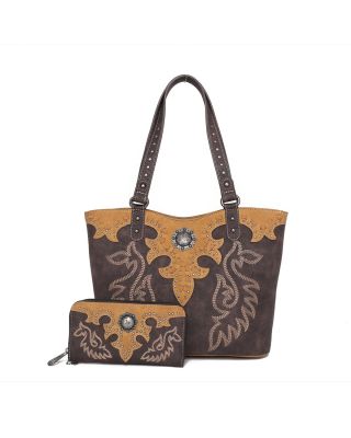 ABZ-G041 CF  American Bling Embroidered Collections Concealed Carry Tote with Zippered-Around Long