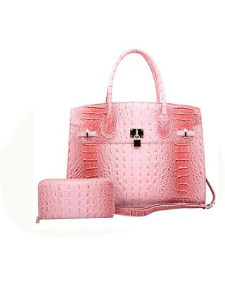 AC1096W PK Crocodile Padlock 2-in-1 Satchel