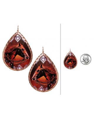 AE6666-COMT HORSE WESTERN STAMPING EARRING