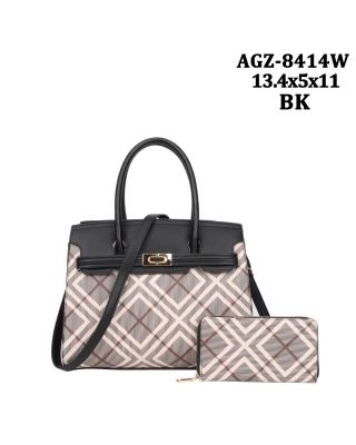 AGZ-8014S BK CHECK PTINT WITH WALLET