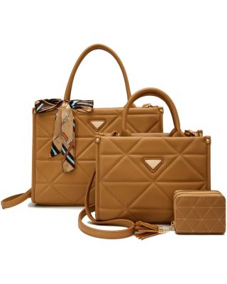 PU24806-T3 APRI DESIGNER 2 HANDBAG WITH 1WALLET SET