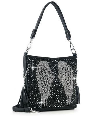 BAM-6041 BK Sparkling Rhinestone Hobo Handbag