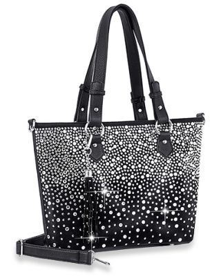 BHD-1396 BK BLING STONE SHOPPING BAG