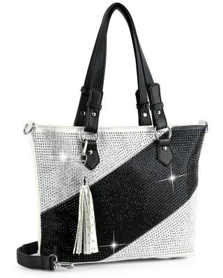 BHD-1416 BW BLING TOTE BAG