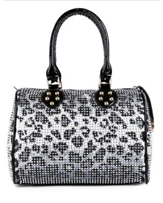 BHD-8875 LP/BK  BLING SATCHEL BAG