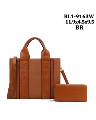 BL1-9163W BR TOTE BAG WITH WALLET