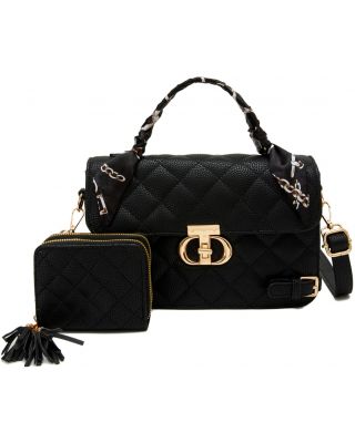 XNR24817-M2 BK DESIGNER HANDBAG WITH 1 WALLET SETS