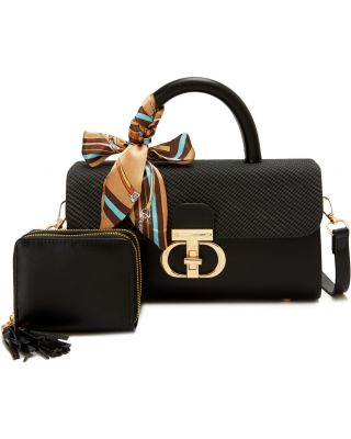 PU903-M2 BK CROS BODY HANDBAG WITH WALLET