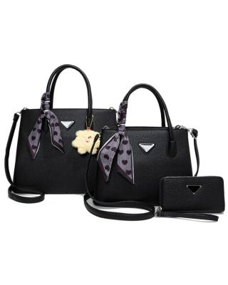 PU-211027-T3 BK 2 HANDBAGS WITH WALLET SET