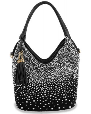 BLN-9060 BLK BLING HOBO BAG
