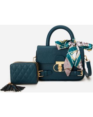 PU24825-M2 BL HANDBAG WITH WALLET SET