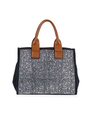 BLYD-0001 BK Rhinestone Denim Unique Fashion Tote