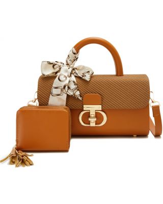 PU903-M2 BR CROS BODY HANDBAG WITH WALLET