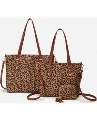 LE305-T3 BR 2 LEPERD HANDBAG WITHWALLET
