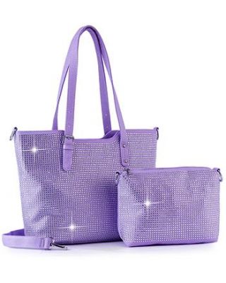 BWF-2002 LV BLING TOTE BAG 2PC SETS