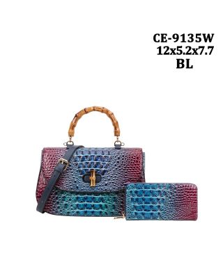 CE-9135W BL CROCO DESIGNER BAG WITH WALLET