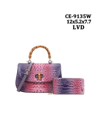 CE-9135W LVD CROCO DESIGNER BAG WITH WALLET