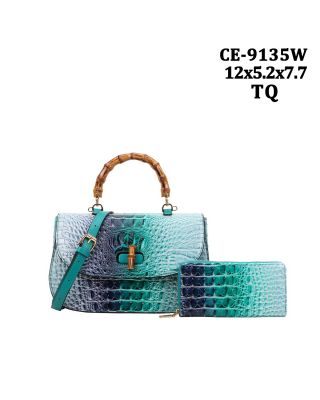 CE-9135W TQ CROCO DESIGNER BAG WITH WALLET