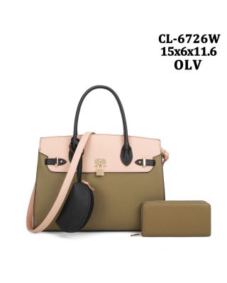 CL-6726W OLV SACHEL 3PC SETS WITH WALLET