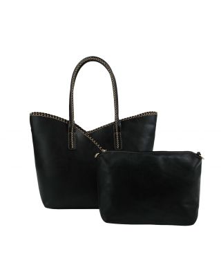 COL001-2 BK 2PC SHOPPING BAG