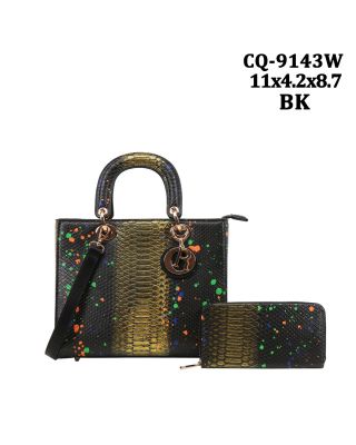 CQ-9143W BK DESIGNER BAG WITH WALLET