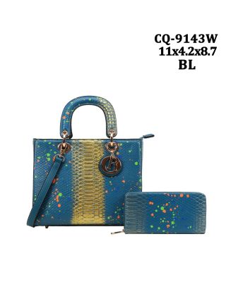 CQ-9143W BL DESIGNER BAG WITH WALLET