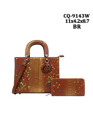 CQ-9143W BR DESIGNER BAG WITH WALLET