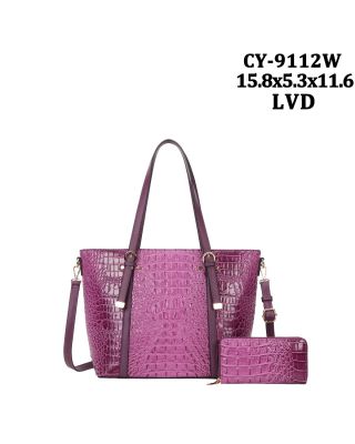 CY-9112W LVD CROCO SHOPPING BAG WITH WALLET