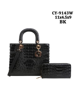 CY-9143W BK CROCO WITH BAG