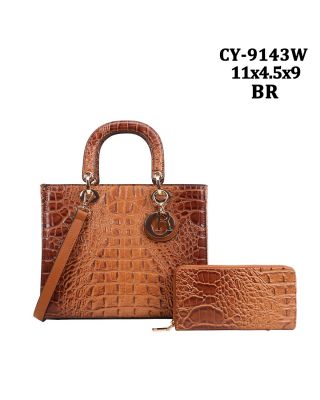 CY-9143W BR CROCO WITH BAG