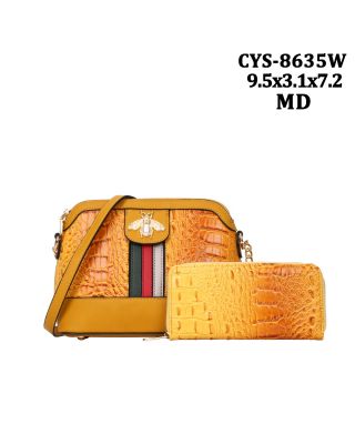 CYS-8635W BR CROCO LEATHER WITH WALLET