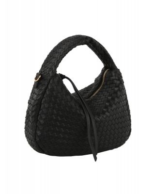 DE-0758 BK WOVEN HOBO CROSSBODY BAG