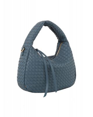 DE-0758 D BL WOVEN HOBO CROSSBODY BAG