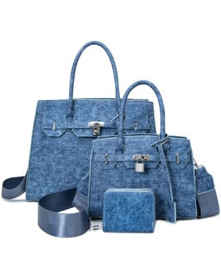 NZ25502-T3 D BL 2 HANDBAG DENIM WITH WALLET