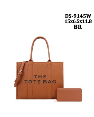 DS-9145W BR DESIGNER TOTE BAG WITH WALLET