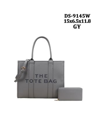 DS-9145W GY DESIGNER TOTE BAG WITH WALLET