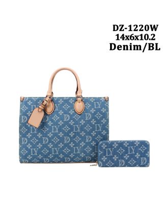 DZ-1220W BL DENIM SHOPPING BAG WITH WALLET